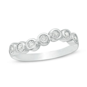 0.04 CT. T.w. Diamond Wave Band in 10K White Gold