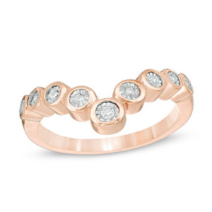 0.115 CT. T.w. Diamond Chevron Ring in 10K Rose Gold