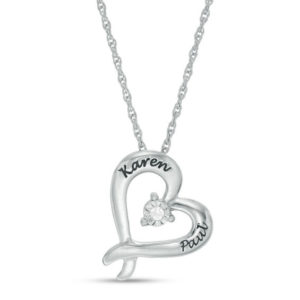 Couple's Diamond Accent Tilted Criss-Cross Heart Pendant in Sterling