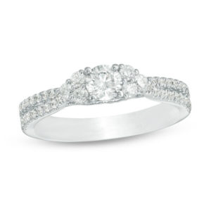0.70 CT. T.w. Diamond Tri-Sides Engagement Ring in 14K White Gold