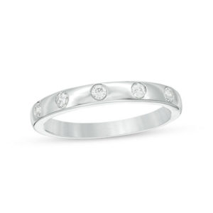 0.145 CT. T.w. Diamond Five Stone Stackable Band in 10K White Gold