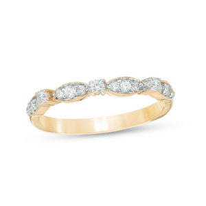 0.23 CT. T.w. Diamond Alternating Stackable Band in 10K Gold