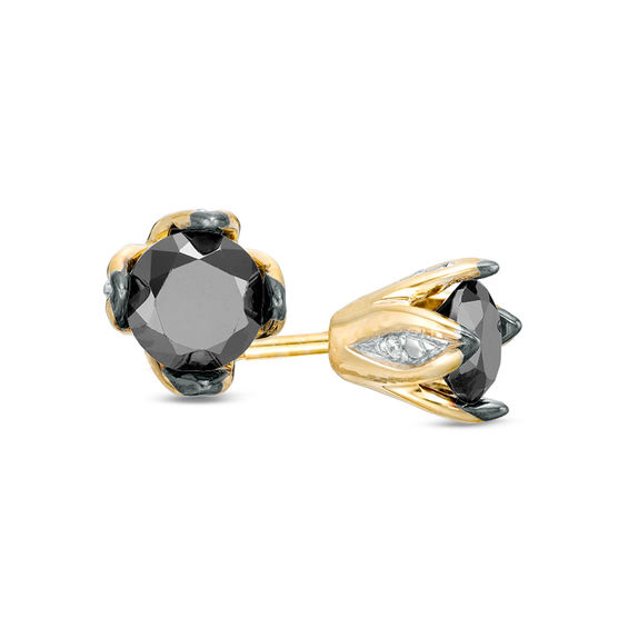 0.45 CT. T.w. Enhanced Black and White Diamond Solitaire Stud Earrings