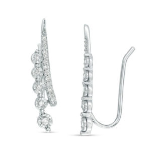 0.15 CT. T.w. Diamond Double Row Crawler Earrings in Sterling Silver