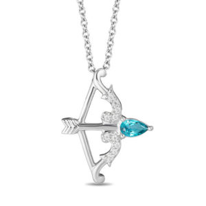 Enchanted Disney Merida Pear-Shaped Blue Topaz and 0.04 CT. T.w.