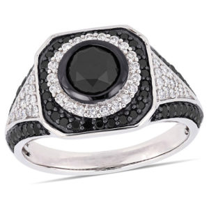 1.70 CT. T.w. Enhanced Black and White Diamond Octagon Frame