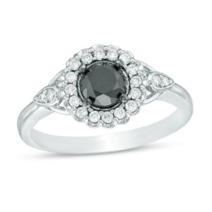 1.23 CT. T.w. Enhanced Black and White Diamond Scallop Frame