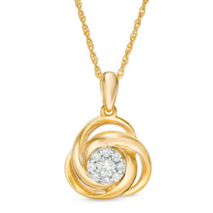 0.145 CT. T.w. Diamond Frame Love Knot Pendant in 10K Gold
