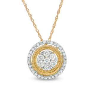 0.33 CT. T.w. Composite Diamond Frame Vintage-Style Medallion Pendant