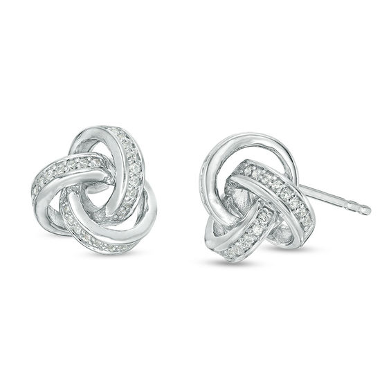 0.145 CT. T.w. Diamond Love Knot Stud Earrings in Sterling Silver
