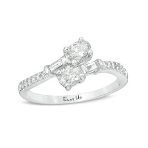 Ever Us™ 0.63 CT. T.w. Two-Stone Oval Diamond Bypass Ring in 14K White