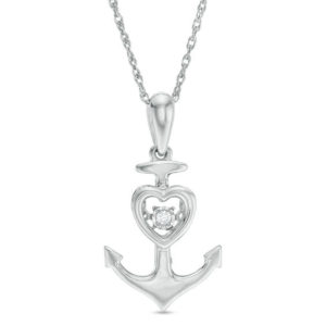 Unstoppable Love™ Diamond Accent Solitaire Heart-Top Anchor Pendant in
