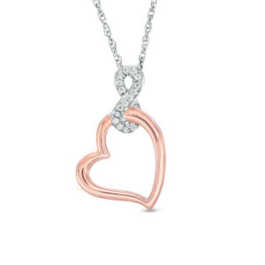 0.04 CT. T.w. Diamond Infinity Tilted Heart Pendant in Sterling Silver