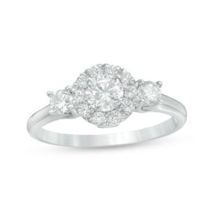 0.69 CT. T.w. Diamond Three Stone Frame Engagement Ring in 10K White