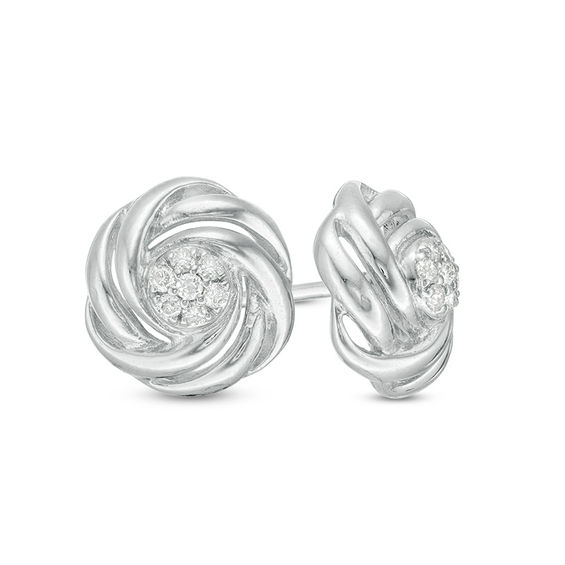 0.085 CT. T.w. Composite Diamond Love Knot Stud Earrings in Sterling