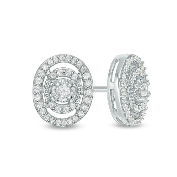 0.33 CT. T.w. Diamond Double Oval Frame Stud Earrings in 10K White