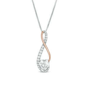 7.0mm Heart-Shaped Lab-Created White Sapphire Infinity Pendant in