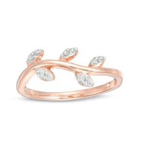 0.115 CT. T.w. Diamond Leaves on Vine Stackable Band in 10K Rose Gold