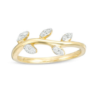 0.115 CT. T.w. Diamond Leaves on Vine Stackable Band in 10K Gold