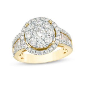 2.01 CT. T.w. Diamond Double Frame Multi-Row Engagement Ring in 14K