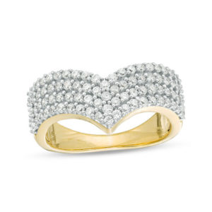 0.95 CT. T.w. Diamond Multi-Row Chevron Band in 10K Gold