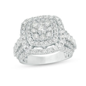 2.95 CT. T.w. Diamond Triple Frame Multi-Row Engagement Ring in 10K