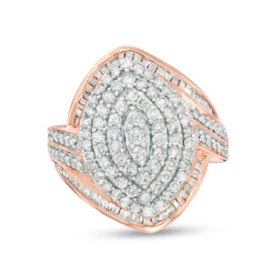 1.45 CT. T.w. Composite Diamond Marquise Bypass Frame Ring in 10K Rose