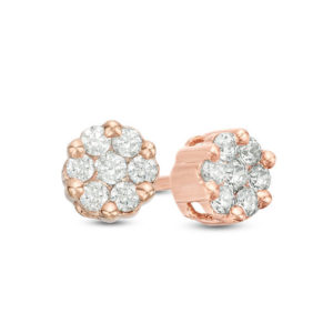 0.20 CT. T.w. Composite Diamond Flower Stud Earrings in 10K Rose Gold