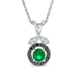 5.0mm Lab-Created Emerald and 0.14 CT. T.w. Enhanced Black and White