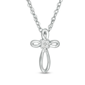 Diamond Accent Loop Cross Pendant in Sterling Silver