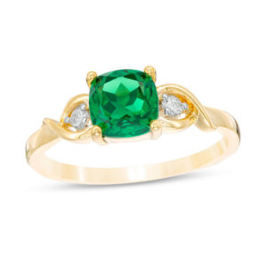 6.0mm Cushion-Cut Lab-Created Emerald and Diamond Accent Crossover
