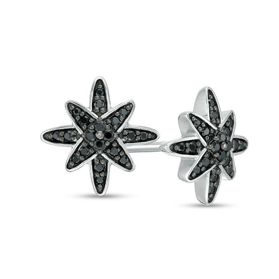 0.15 CT. T.w. Enhanced Black Diamond Star Stud Earrings in Sterling
