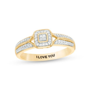 Engravable 1/10 CT. T.w. Diamond Vintage-Style Promise Ring in 10K