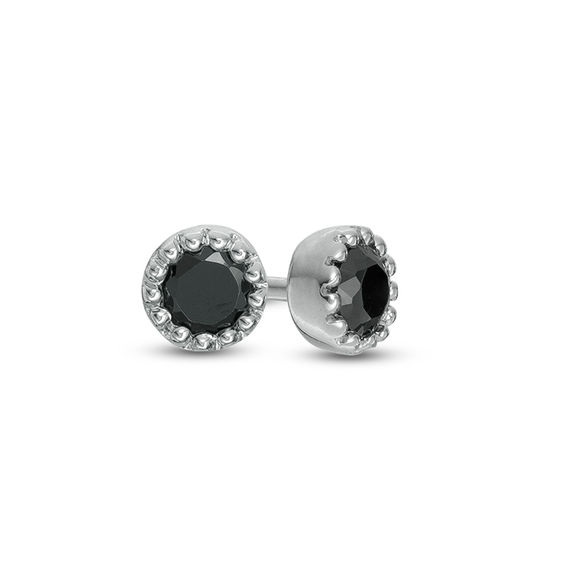 0.14 CT. T.w. Enhanced Black Diamond Solitaire Beaded Frame Stud