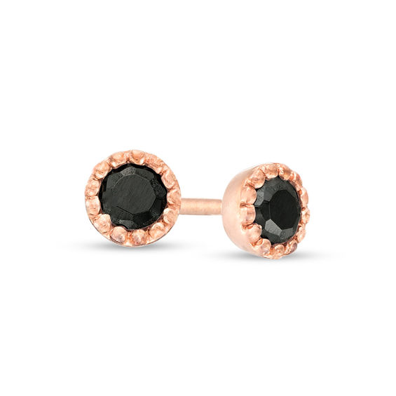 0.14 CT. T.w. Enhanced Black Diamond Solitaire Beaded Frame Stud