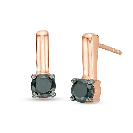 0.58 CT. T.w. Enhanced Black Diamond Solitaire Stick Drop Earrings in