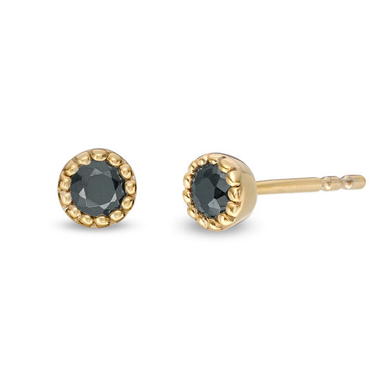 0.14 Ct.t .W. Enhanced Black Diamond Solitaire Beaded Frame Stud