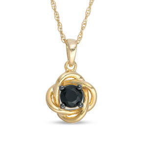 0.18 CT. Enhanced Black Diamond Solitaire Love Knot Pendant in 10K