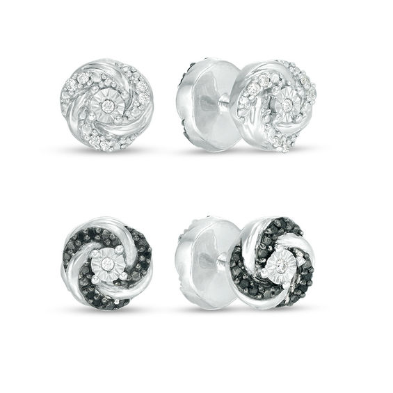 0.145 CT. T.w. Enhanced Black and White Diamond Reversible Swirl Stud