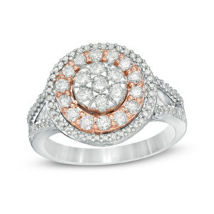 0.95 CT. T.w. Composite Diamond Double Frame Split Shank Engagement