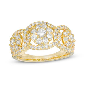 0.95 CT. T.w. Composite Diamond Three Stone Frame Ring in 10K Gold