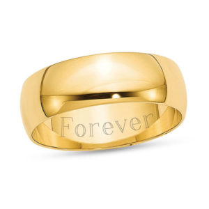 Men's 7.0mm Light Half-Round Engravable Wedding Band (1 Line)