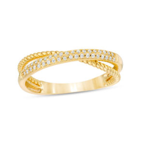 0.12 CT. T.w. Diamond Twist Crossover Ring in 10K Gold