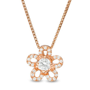 0.25 CT. T.w. Diamond Flower Pendant in 10K Rose Gold
