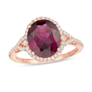 Effy™ Collection Oval Rhodolite and 0.29 CT. T.w. Diamond Frame