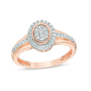 0.07 CT. T.w. Composite Diamond Oval Frame Ring in 10K Rose Gold