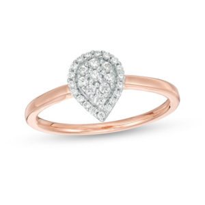 0.18 CT. T.w. Pear-Shaped Composite Diamond Frame Ring in 10K Rose