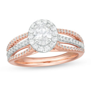 1.00 CT. T.w. Certified Canadian Oval Diamond Frame Engagement Ring in