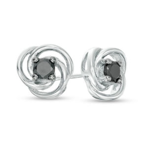 0.23 CT. T.w. Enhanced Black Diamond Solitaire Love Knot Stud Earrings