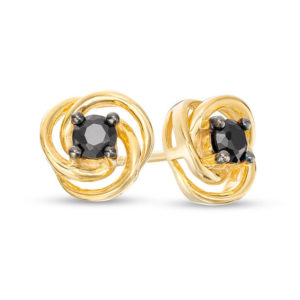 0.23 CT. T.w. Enhanced Black Diamond Solitaire Love Knot Stud Earrings